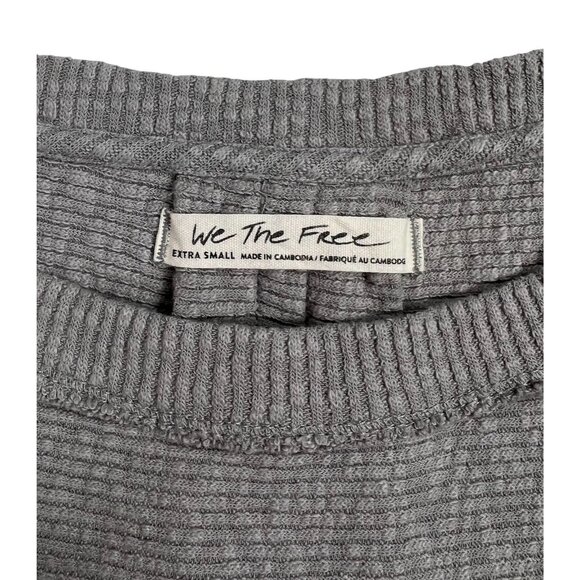 We The free people Sweatshirt Thermal Gray Ribbed Knit Size XS Buffy Sleeves - Picture 4 of 10